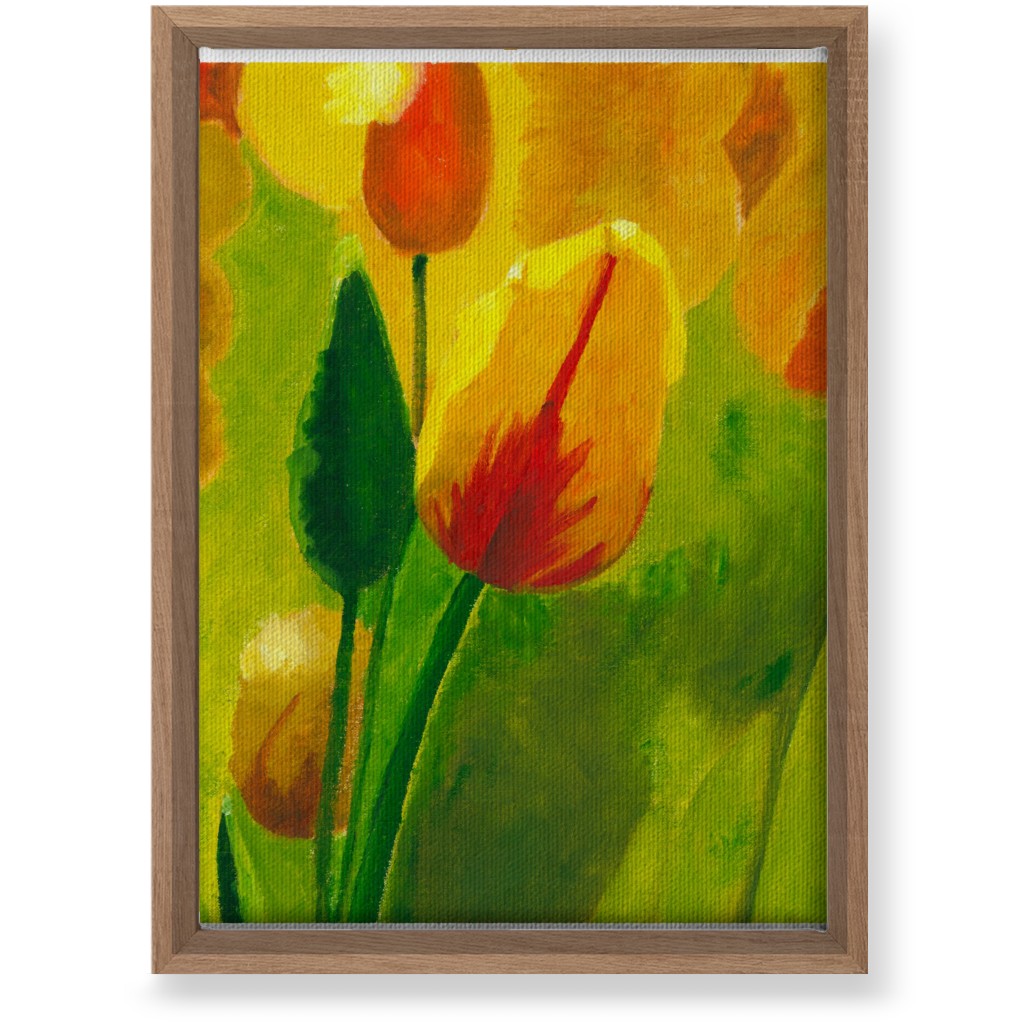 Tulip Hand Painted Oil - Orange and Green Wall Art, Natural, Single piece, Canvas, 10x14, Orange