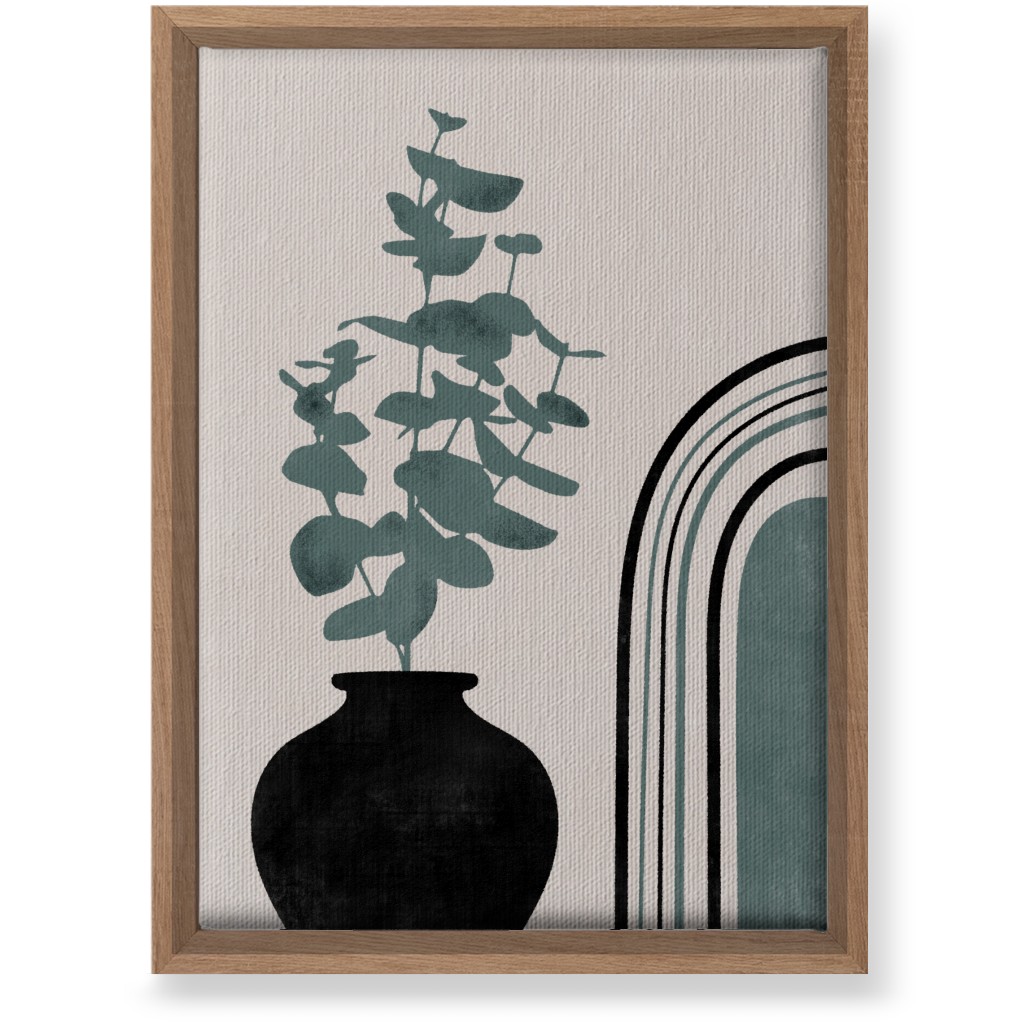 Modern Eucalytus Vase - Green and Ivory Wall Art, Natural, Single piece, Canvas, 10x14, Green, Classic Green