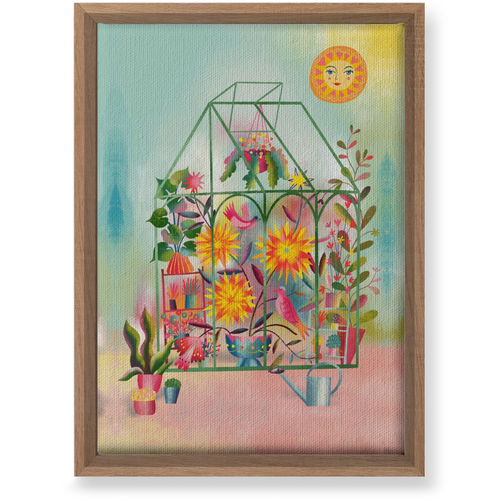 the Happy Sunny Greenhouse - Multi Wall Art, Natural, Single piece, Canvas, 10x14, Multicolor
