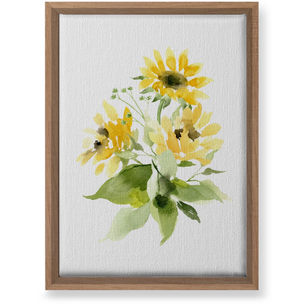Bunch of Sunflowers Watercolor - Yellow Wall Art, Natural, Single piece, Canvas, 10x14, Yellow