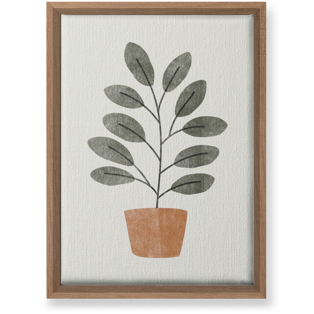 Botanical Plant in Pot - Gray and Beige Wall Art, Natural, Single piece, Canvas, 10x14, Gray