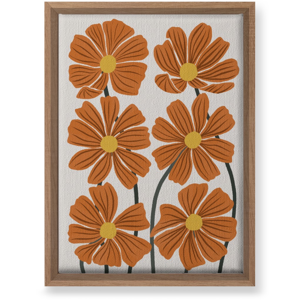 Botanical Cosmos Flowers Wall Art, Natural, Single piece, Canvas, 10x14, Orange