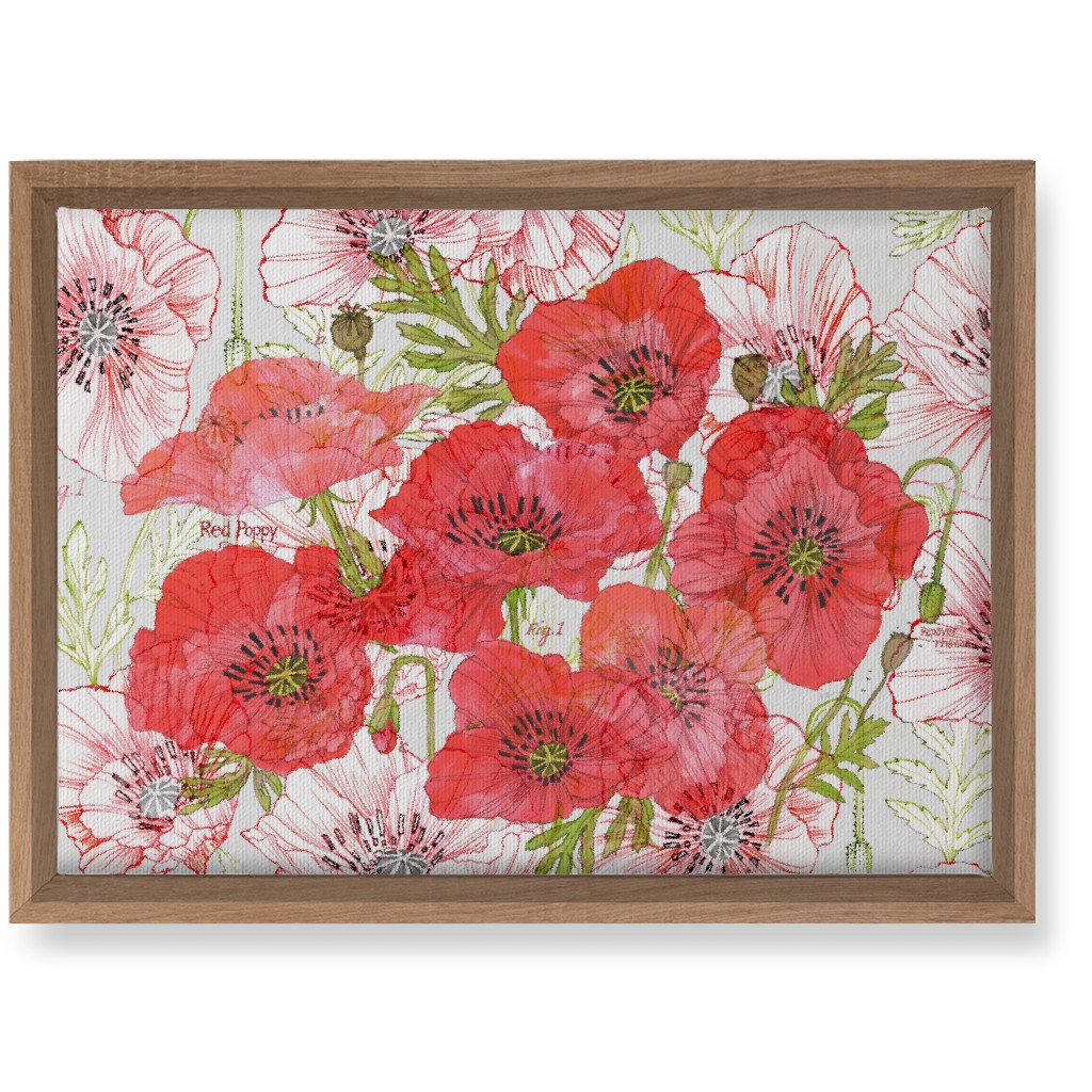 Poppy Romance - Red Wall Art, Natural, Single piece, Canvas, 10x14, Red, Red