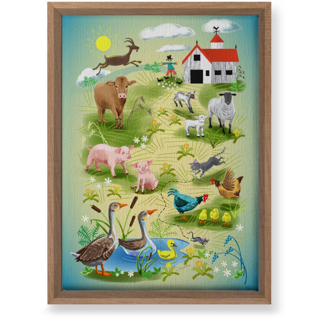 Animals on the Farm - Multi Wall Art, Natural, Single piece, Canvas, 10x14, Multicolor