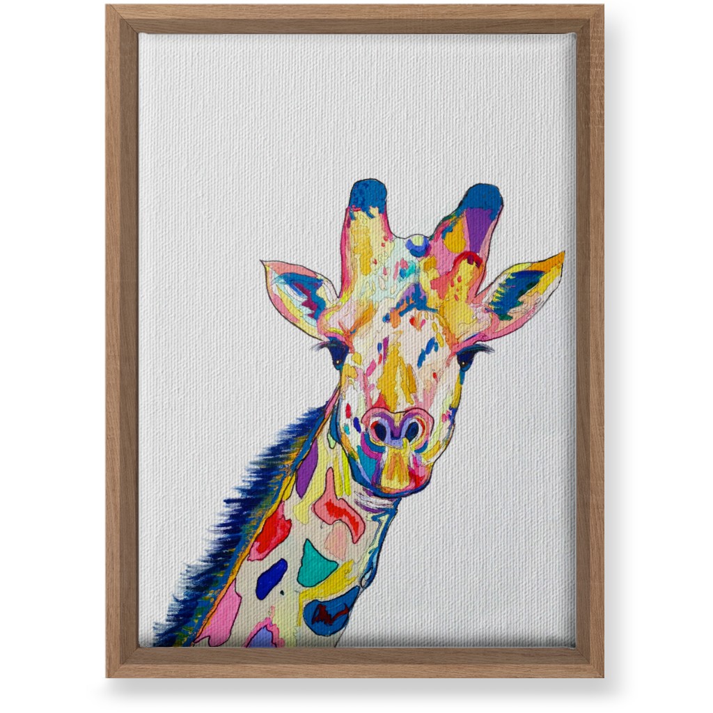 the Painted Giraffe - Multi on White Wall Art, Natural, Single piece, Canvas, 10x14, Multicolor