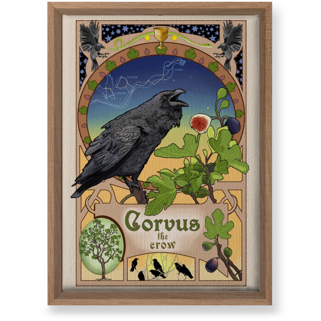 Art Nouveau Crow Wall Art, Natural, Single piece, Canvas, 10x14, Multicolor