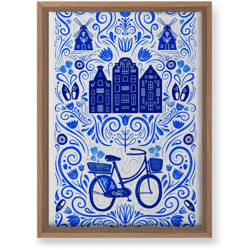 Dutch Bike Folk Art - Blue Wall Art, Natural, Single piece, Canvas, 10x14, Blue, True Blue