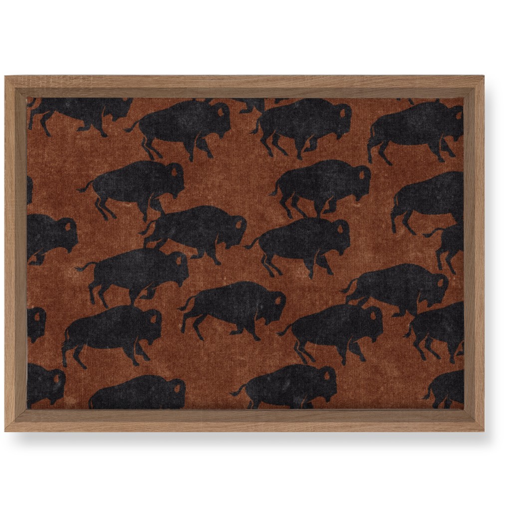 Bison Stampede - Inkwell on Brandywine Wall Art, Natural, Single piece, Canvas, 10x14, Brown