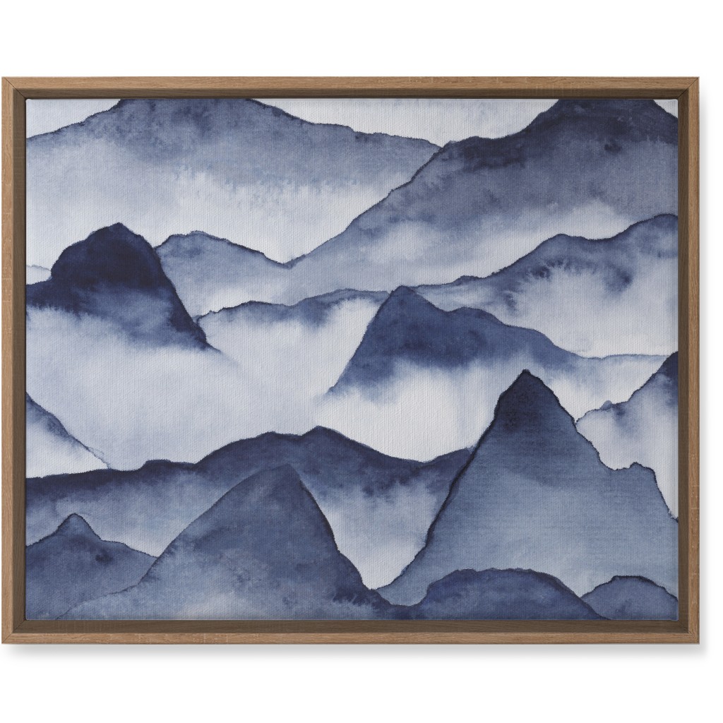 Watercolor Mountains - Blue Wall Art, Natural, Single piece, Canvas, 16x20, Blue, True Blue