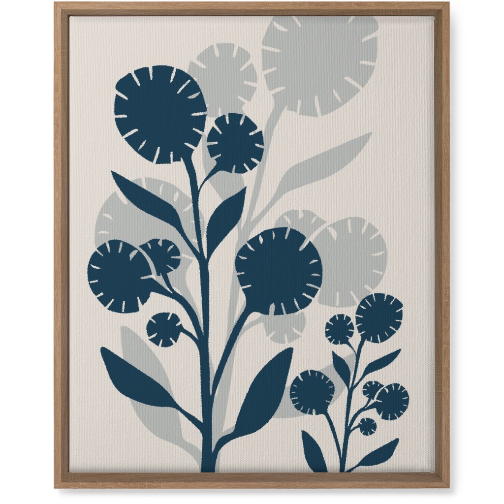 Abstract Flower Wall Art, Natural, Single piece, Canvas, 16x20, Blue
