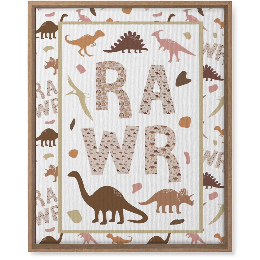 Rawr Dinosaurs - Neutral Wall Art, Natural, Single piece, Canvas, 16x20, Multicolor