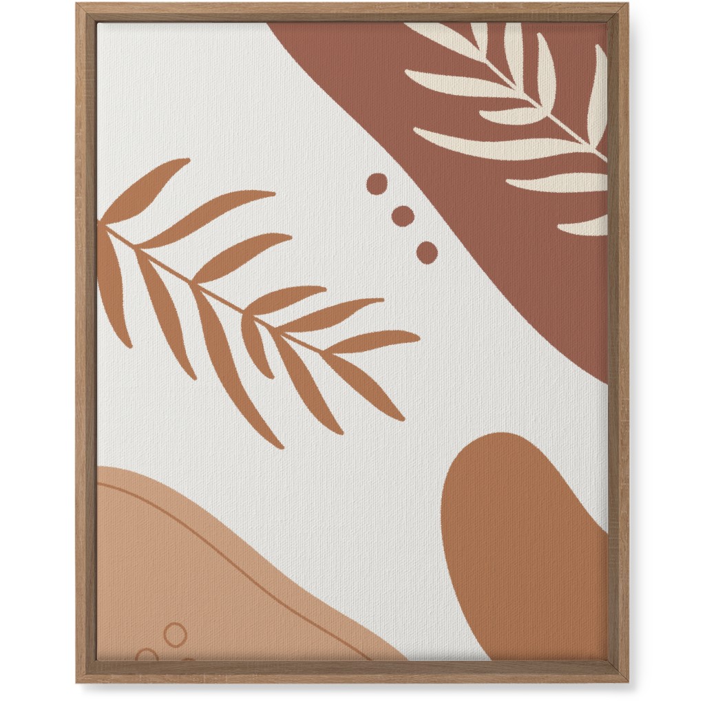 Fern Leaves and Abstract Shapes - Earth Tones Wall Art, Natural, Single piece, Canvas, 16x20, Orange, Orange