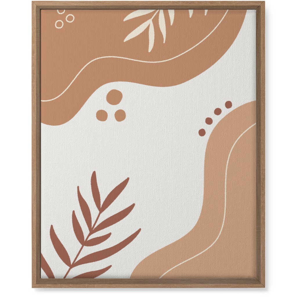 Fern Leaves and Abstract Shapes - Neutral Wall Art, Natural, Single piece, Canvas, 16x20, Orange, Orange