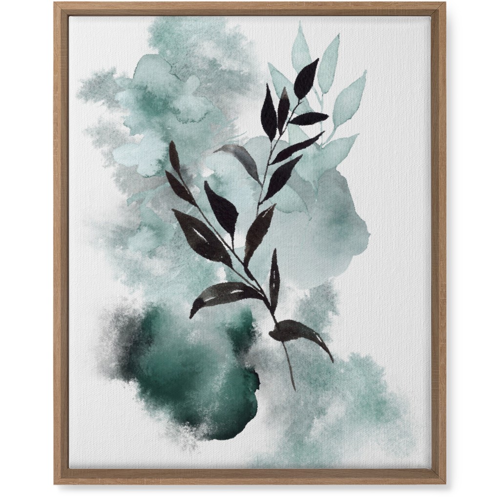 Watercolor Abstract Botanical Wall Art, Natural, Single piece, Canvas, 16x20, Green, Ink Spot