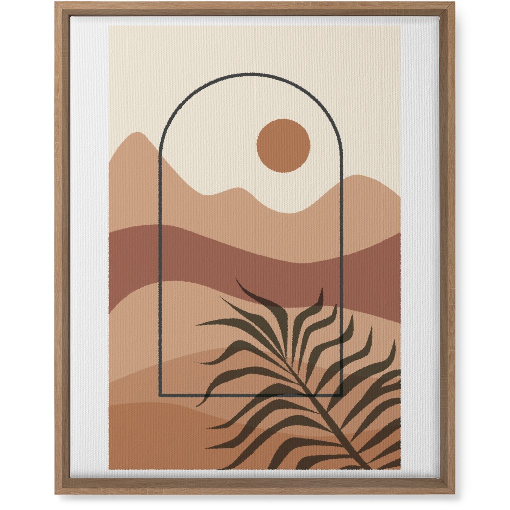 Floating Frame Abstract Mountain Landscape Wall Art, Natural, Single piece, Canvas, 16x20, Multicolor, Desert Rose