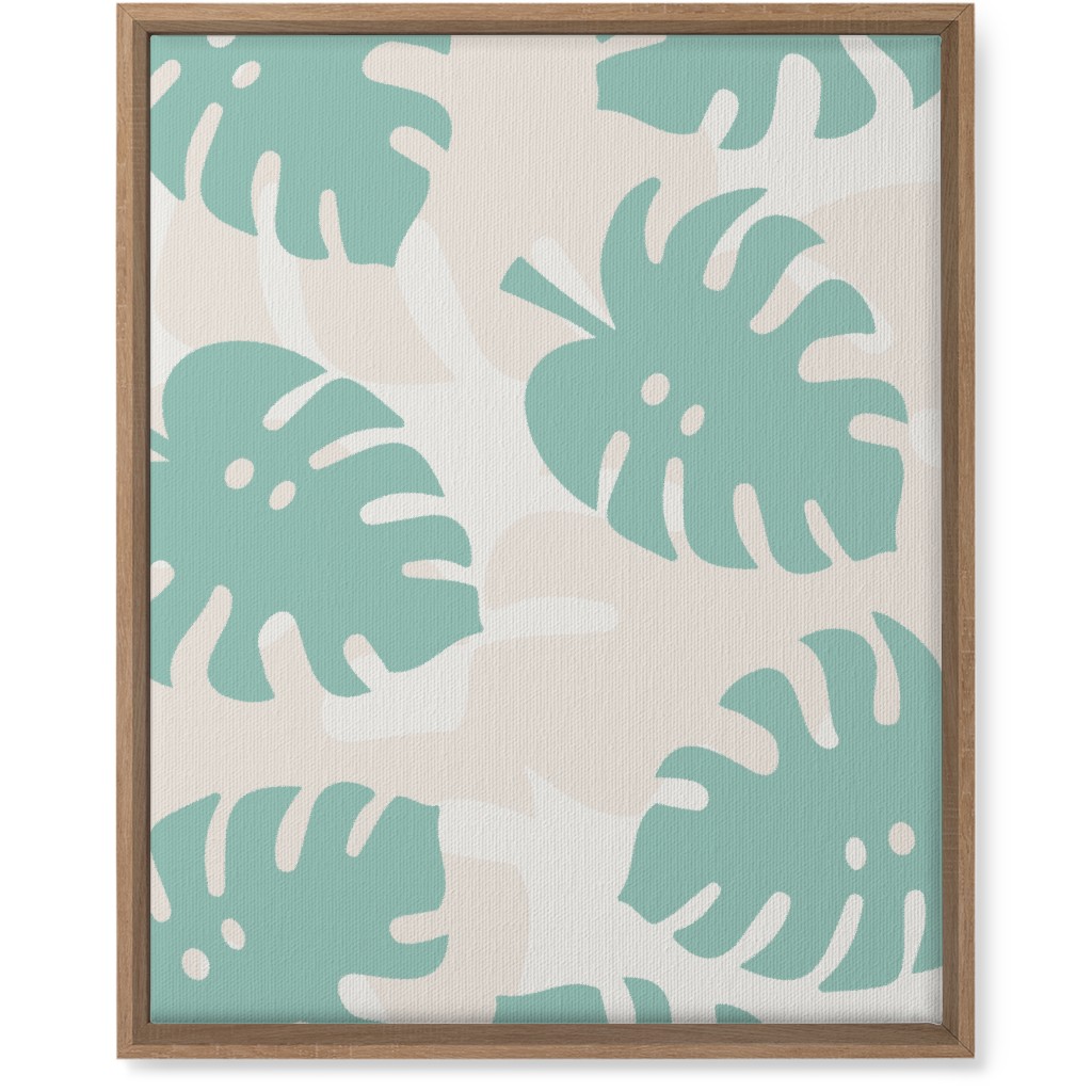 Monstera Leaves in Earth Tones Wall Art, Natural, Single piece, Canvas, 16x20, Green