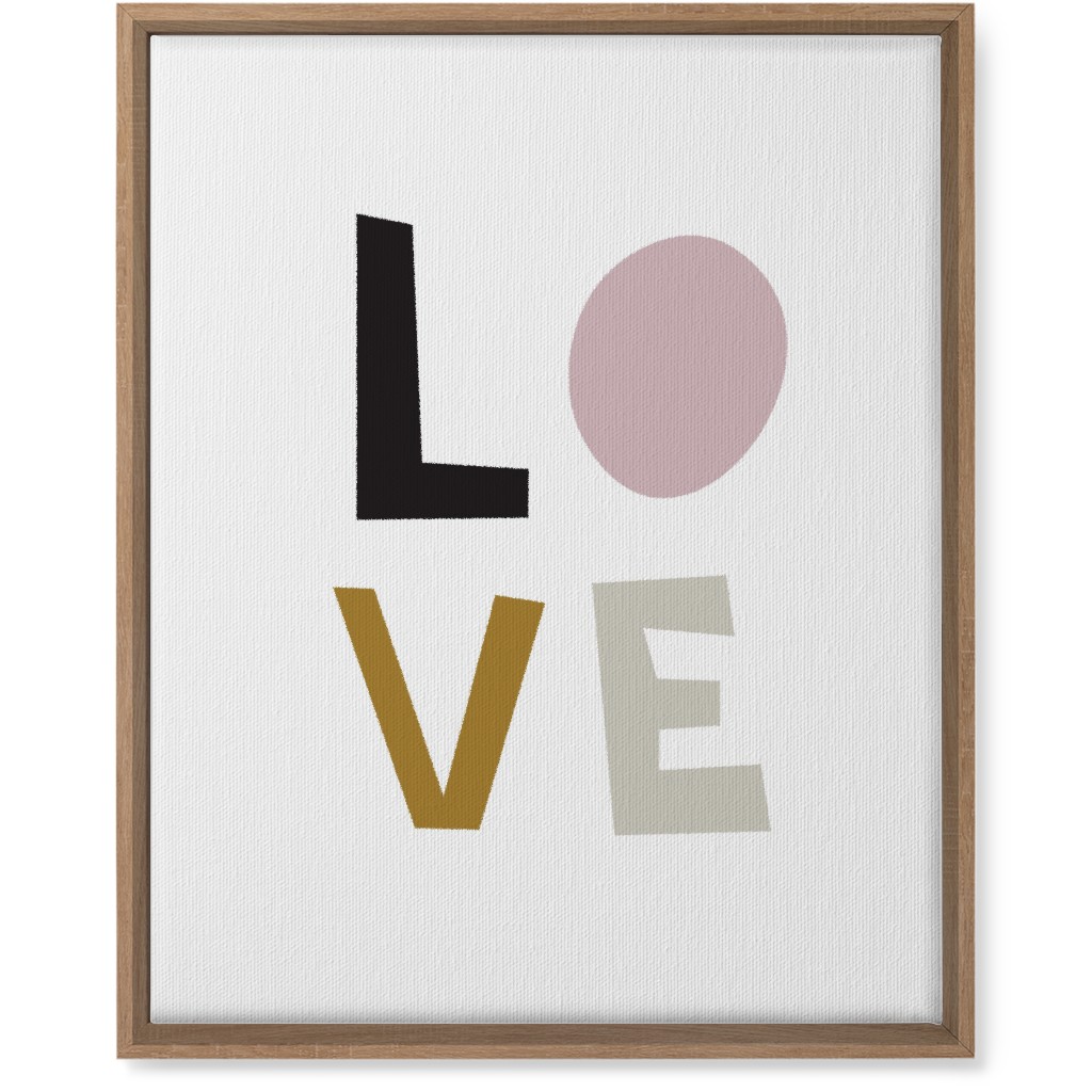 Love Typography - Neutral With Pink Wall Art, Natural, Single piece, Canvas, 16x20, Multicolor