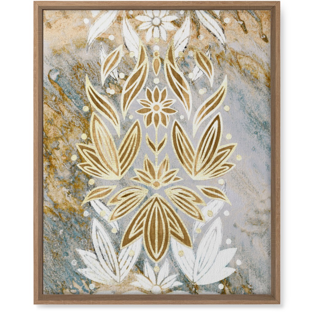 Floral Art Deco Marble Wall Art, Natural, Single piece, Canvas, 16x20, Yellow