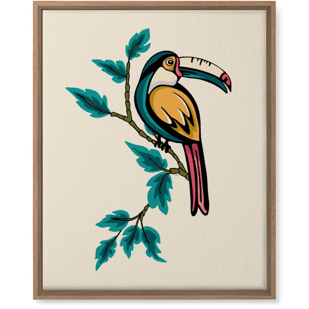 Perched Bird on Branch - Multi Wall Art, Natural, Single piece, Canvas, 16x20, Beige, Pearl