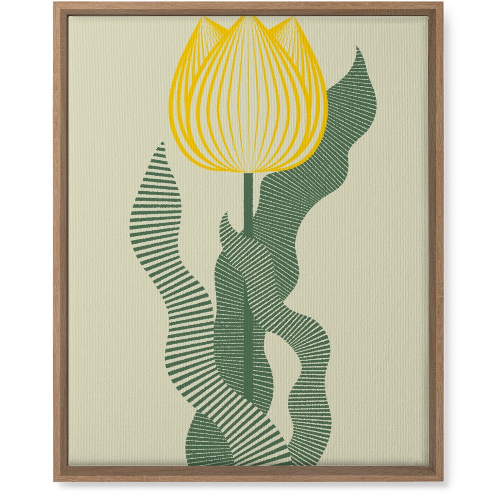 Abstract Tulip Flower - Yellow on Beige Wall Art, Natural, Single piece, Canvas, 16x20, Yellow, Classic Yellow