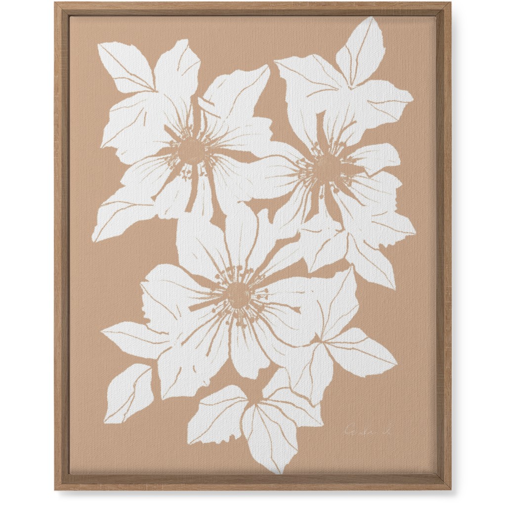 Botanical Big Anemones Wall Art, Natural, Single piece, Canvas, 16x20, Beige