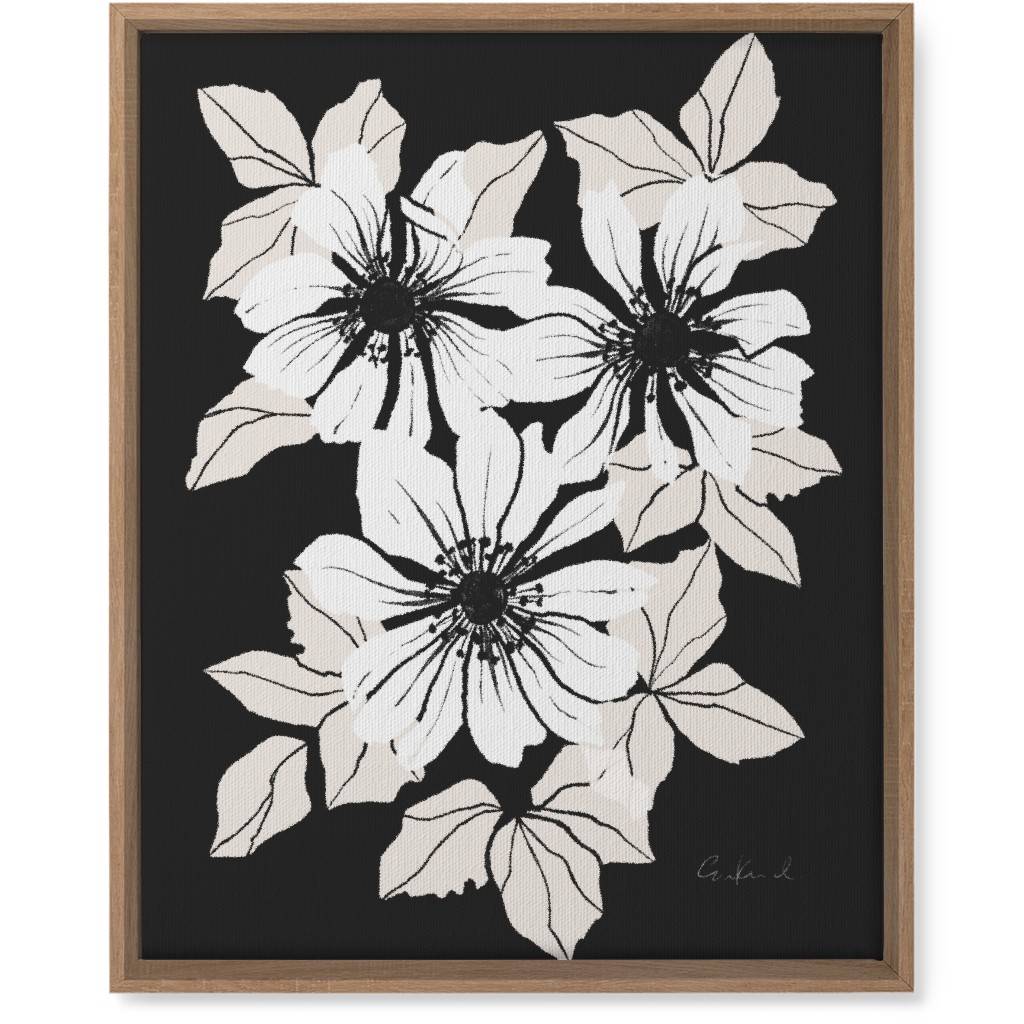 Botanical Big Anemones Wall Art, Natural, Single piece, Canvas, 16x20, Gray, Charcoal
