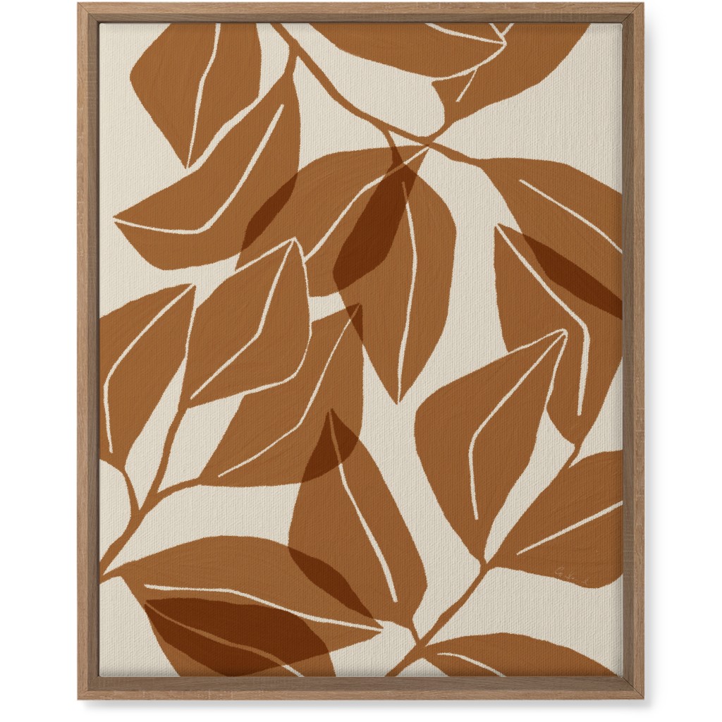 Botanical Ficus Leaves Wall Art, Natural, Single piece, Canvas, 16x20, Orange, Earth