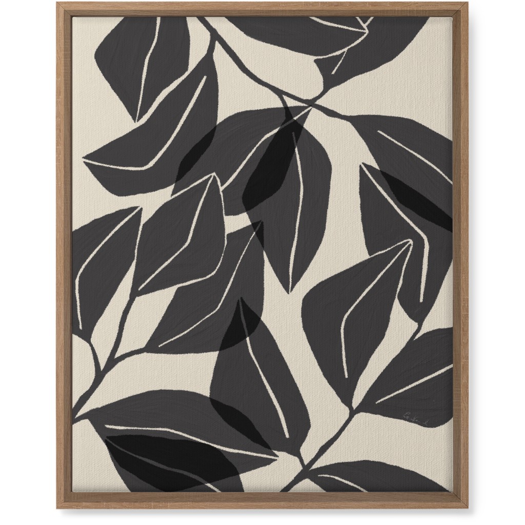 Botanical Ficus Leaves Wall Art, Natural, Single piece, Canvas, 16x20, Gray