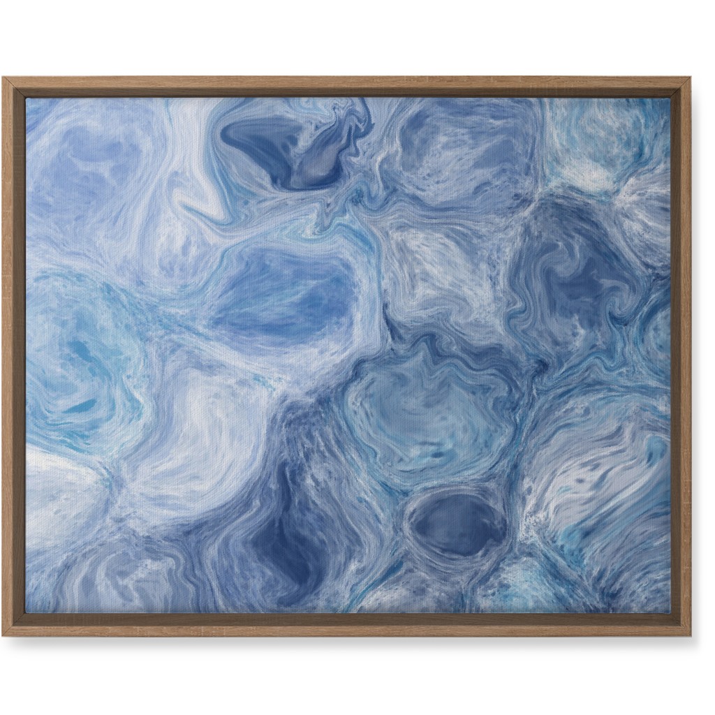 Abstract Acrylic Pour Ripple - Blue Wall Art, Natural, Single piece, Canvas, 16x20, Blue