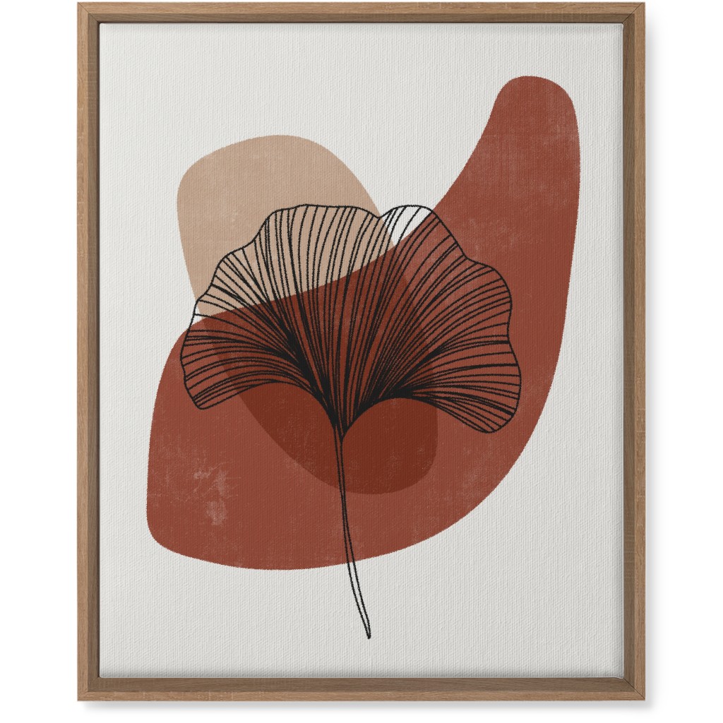 Abstract Ginko - Terracotta and Ivory Wall Art, Natural, Single piece, Canvas, 16x20, Brown, Brown
