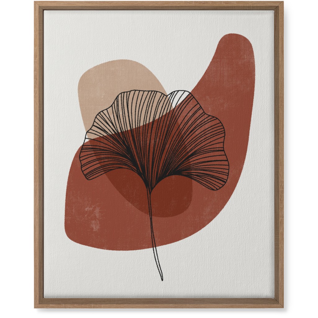 Abstract Ginko - Terracotta and Ivory Wall Art, Natural, Single piece, Canvas, 16x20, Brown