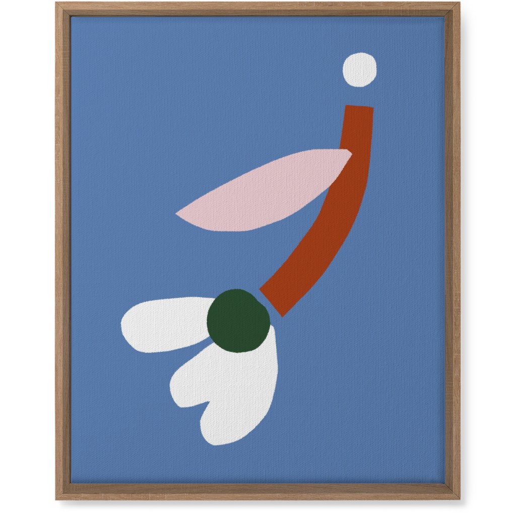 Flower - Multi on Blue Wall Art, Natural, Single piece, Canvas, 16x20, Blue, True Blue