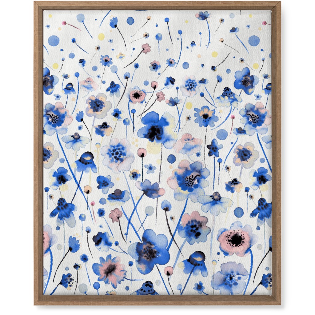 Gradation of Flowers - Blue Wall Art, Natural, Single piece, Canvas, 16x20, Blue