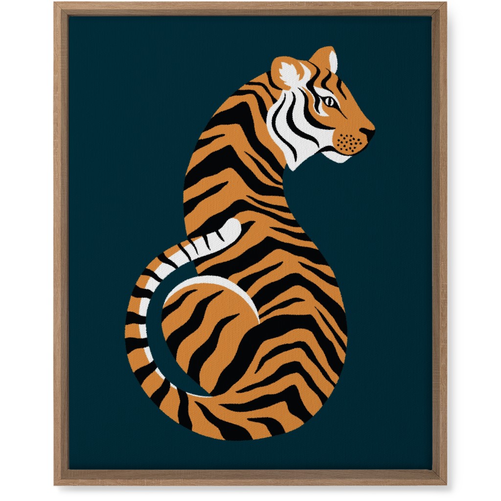 Tiger Illustration - Orange on Black Wall Art, Natural, Single piece, Canvas, 16x20, Orange