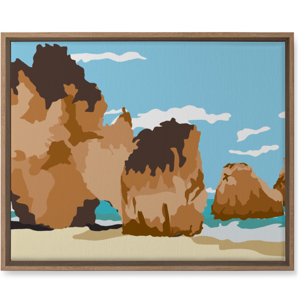 Minimalist Mediterranean Beach Cov Wall Art, Natural, Single piece, Canvas, 16x20, Multicolor