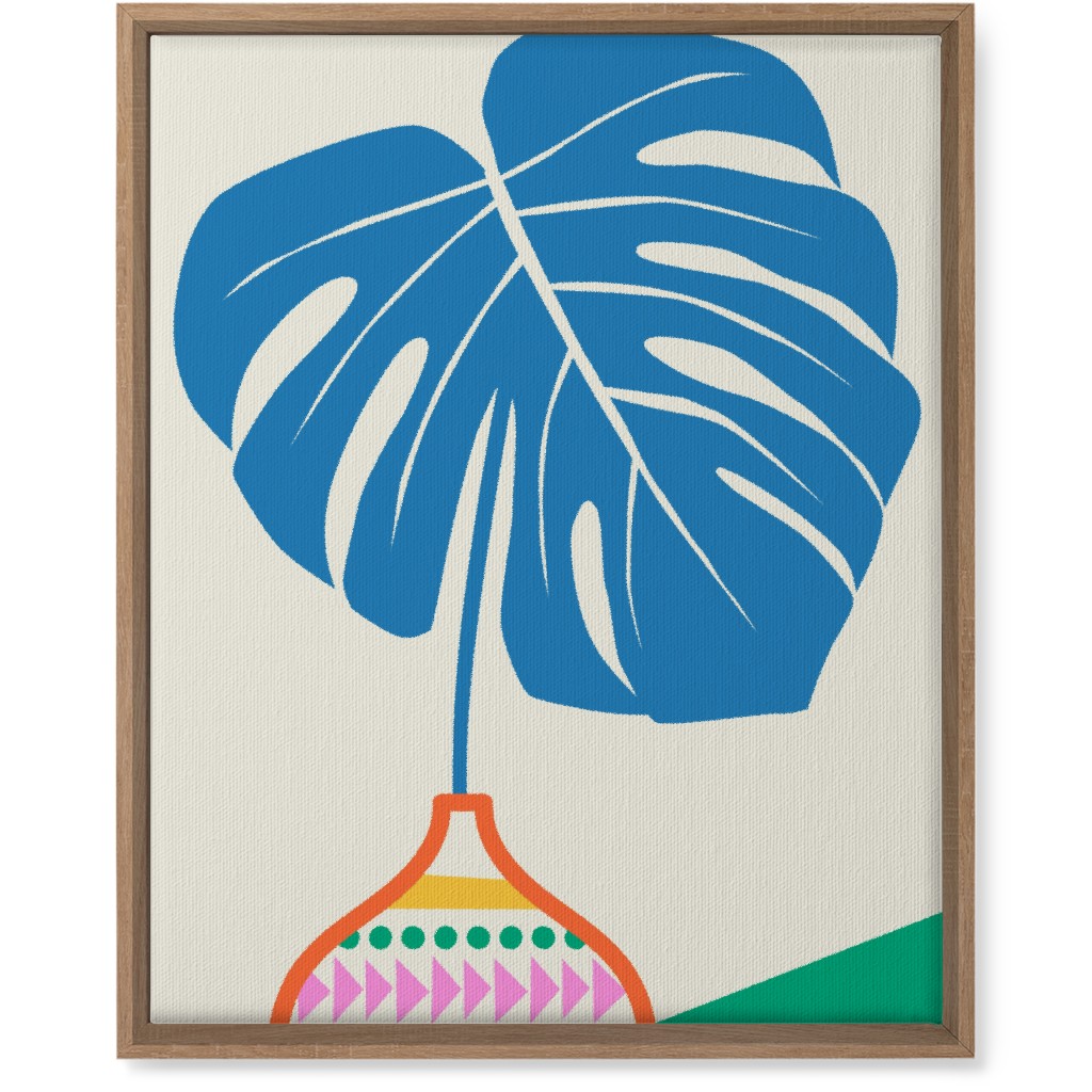 Monstera Leaf in Vase - Multi Wall Art, Natural, Single piece, Canvas, 16x20, Multicolor