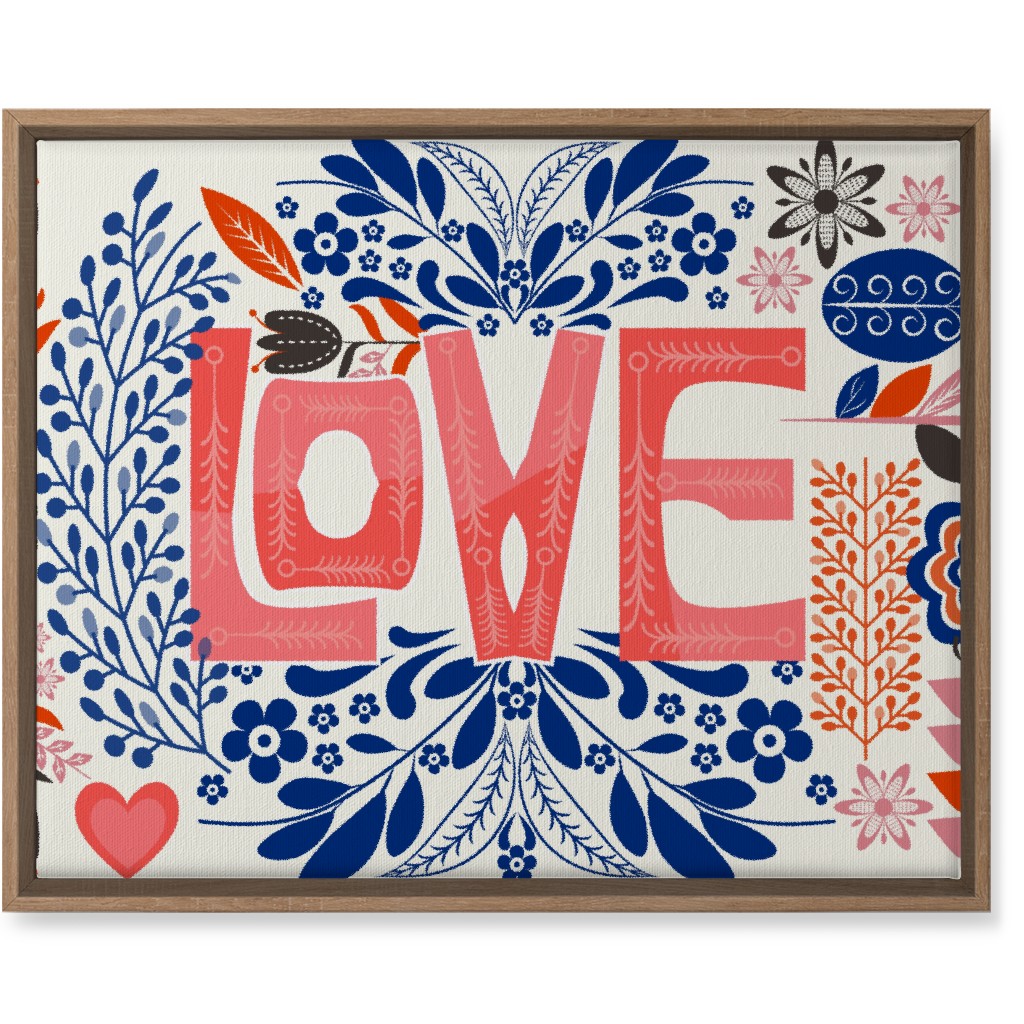 Love Botanical - Pink and Blue Wall Art, Natural, Single piece, Canvas, 16x20, Red, Red