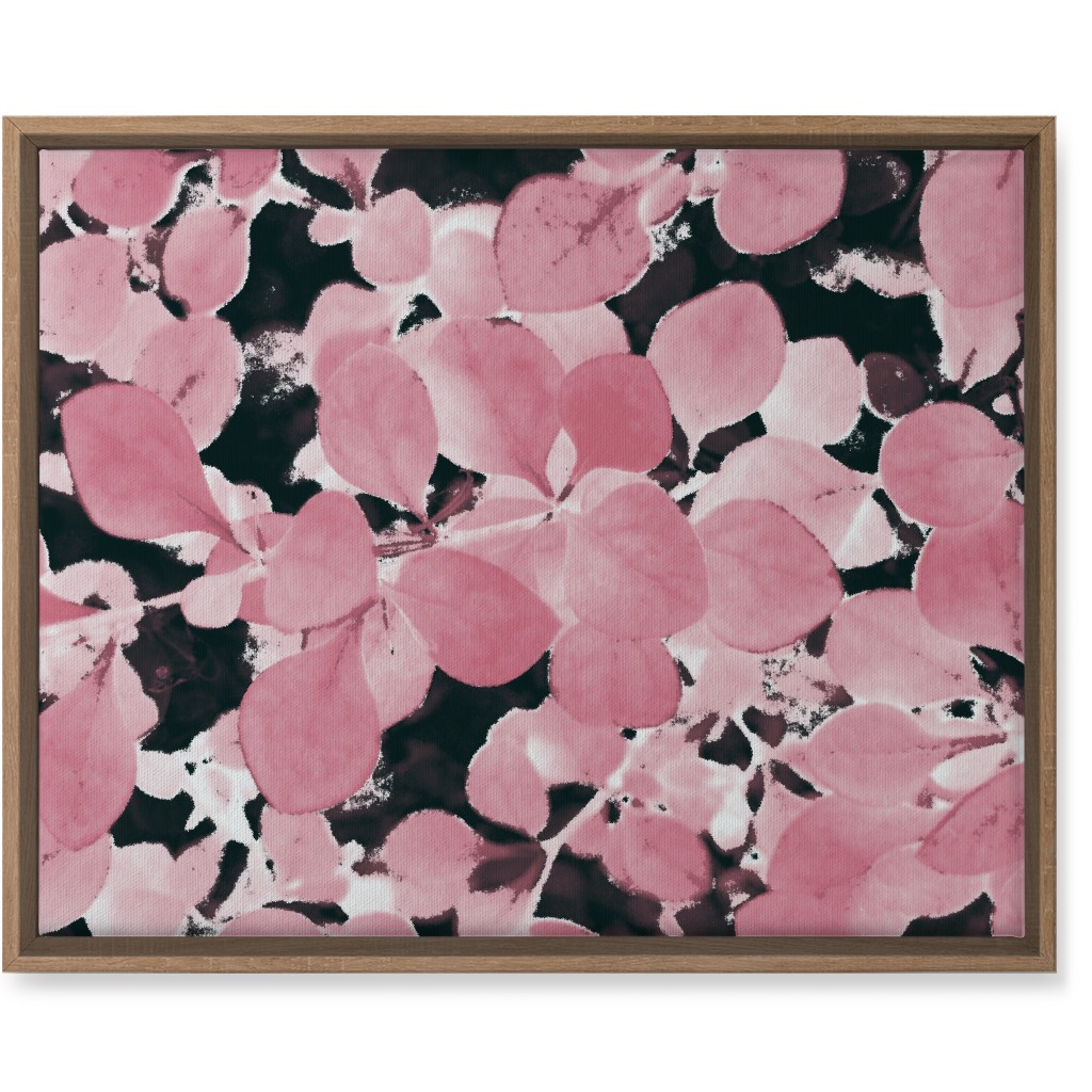 Plum Leaves - Pink on Black Wall Art, Natural, Single piece, Canvas, 16x20, Pink, Bright Pink