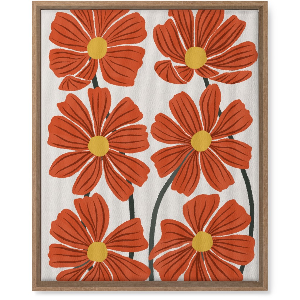 Botanical Cosmos Flowers Wall Art, Natural, Single piece, Canvas, 16x20, Red