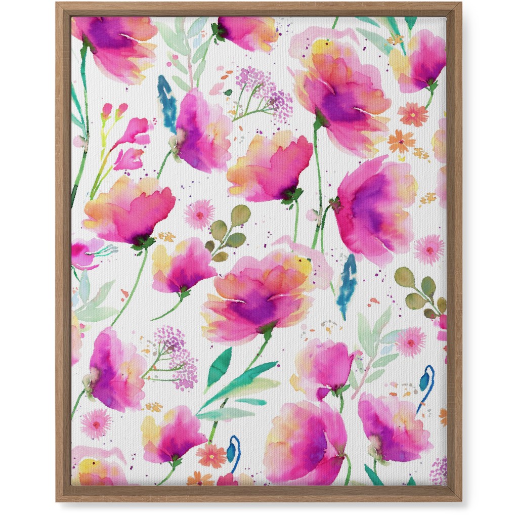 Abstract Poppies - Pink Wall Art, Natural, Single piece, Canvas, 16x20, Pink, Bright Pink