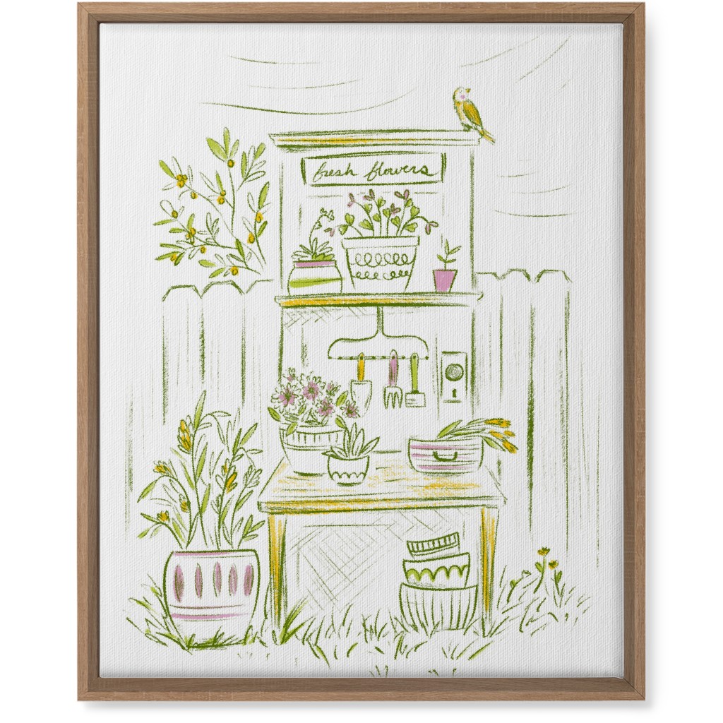 Fresh Flowers - Green Wall Art, Natural, Single piece, Canvas, 16x20, Green, Classic Green