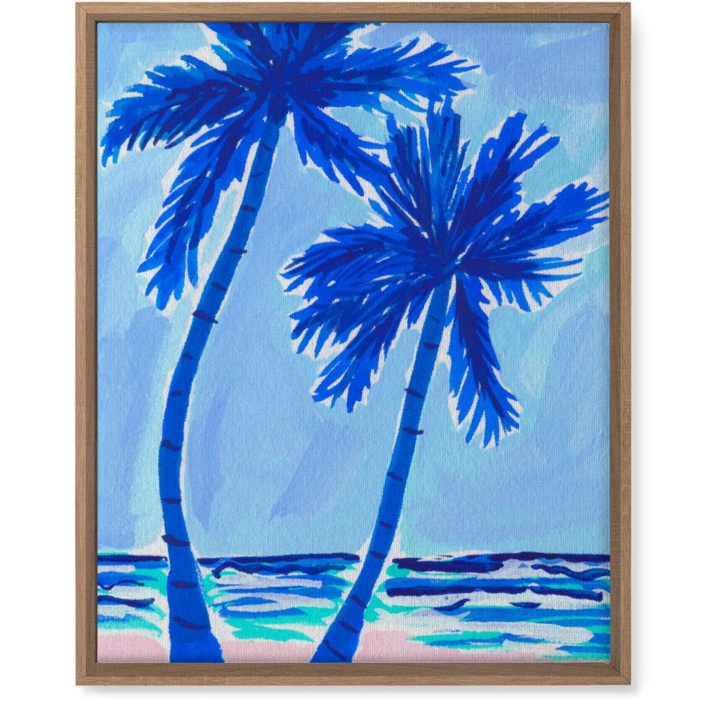 Palm Beach Vibes - Blue Wall Art, Natural, Single piece, Canvas, 16x20, Blue