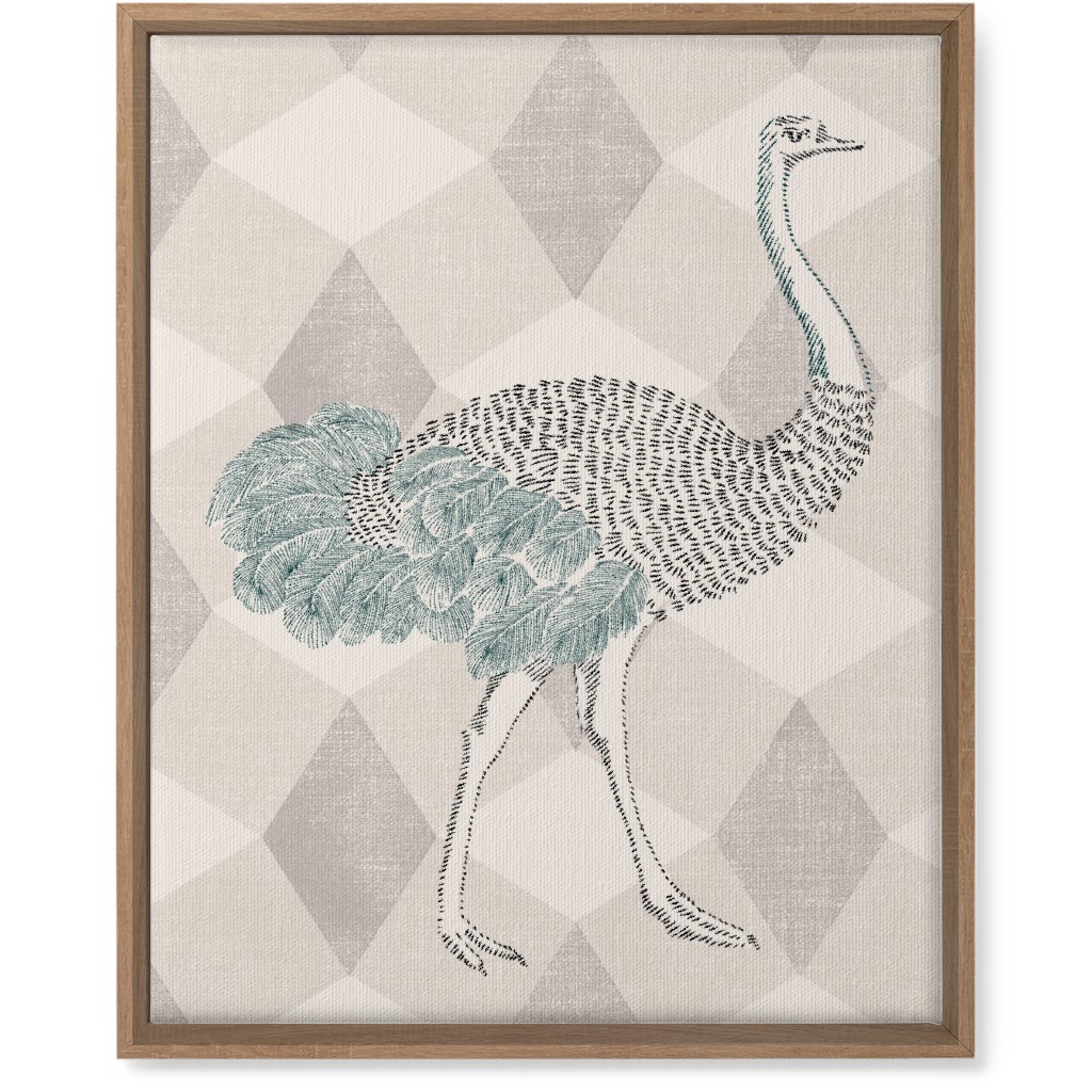 Majestic Ostrich Wall Art, Natural, Single piece, Canvas, 16x20, Beige, Pearl