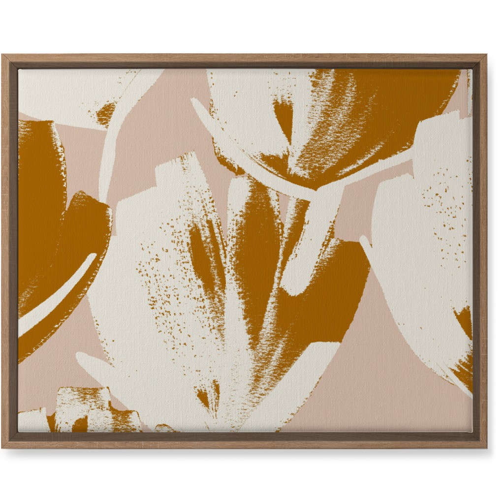 Flowers - Mustard Wall Art, Natural, Single piece, Canvas, 16x20, Pink