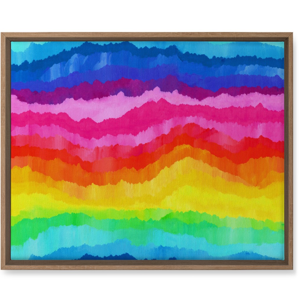 Rainbow Acrylic Waves Wall Art, Natural, Single piece, Canvas, 16x20, Multicolor