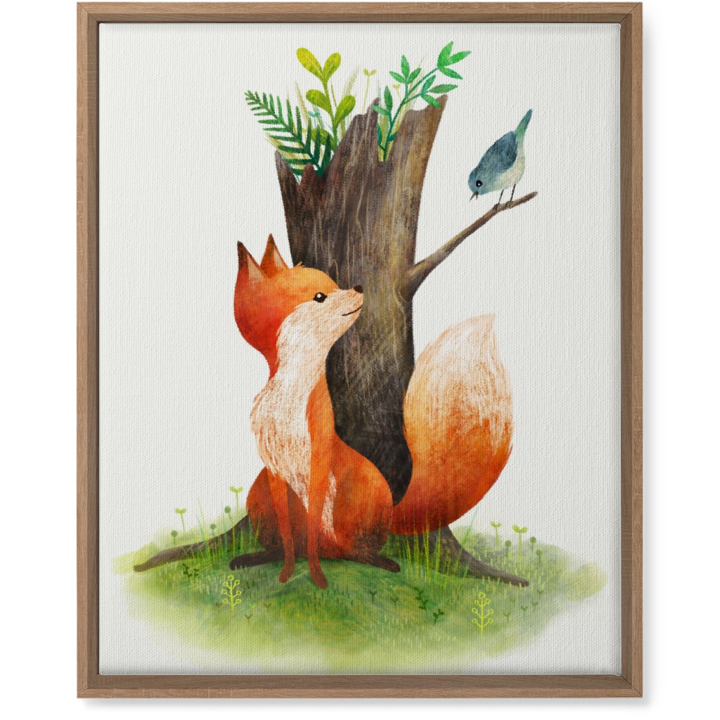 Fox and Bird - Multi Wall Art, Natural, Single piece, Canvas, 16x20, Multicolor