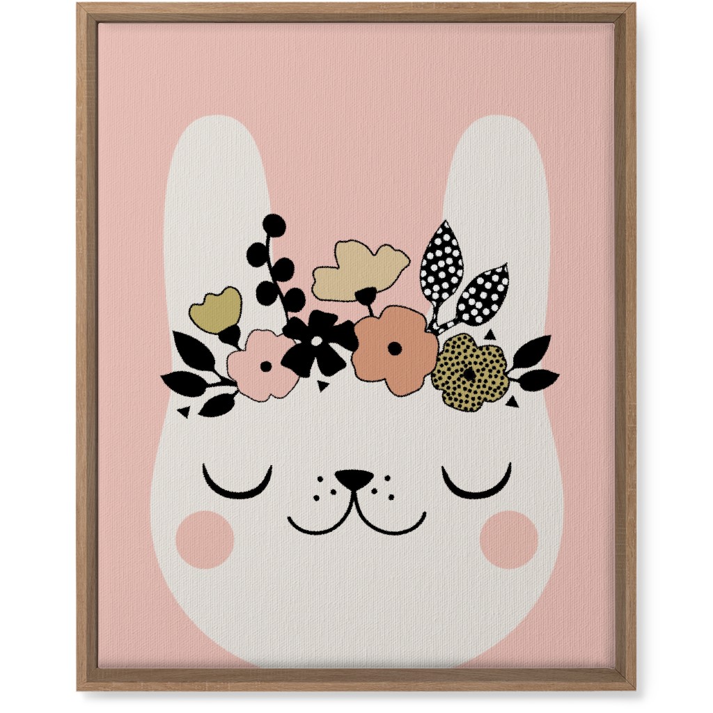 Floral Bunny - Pink Wall Art, Natural, Single piece, Canvas, 16x20, Pink, Bright Pink