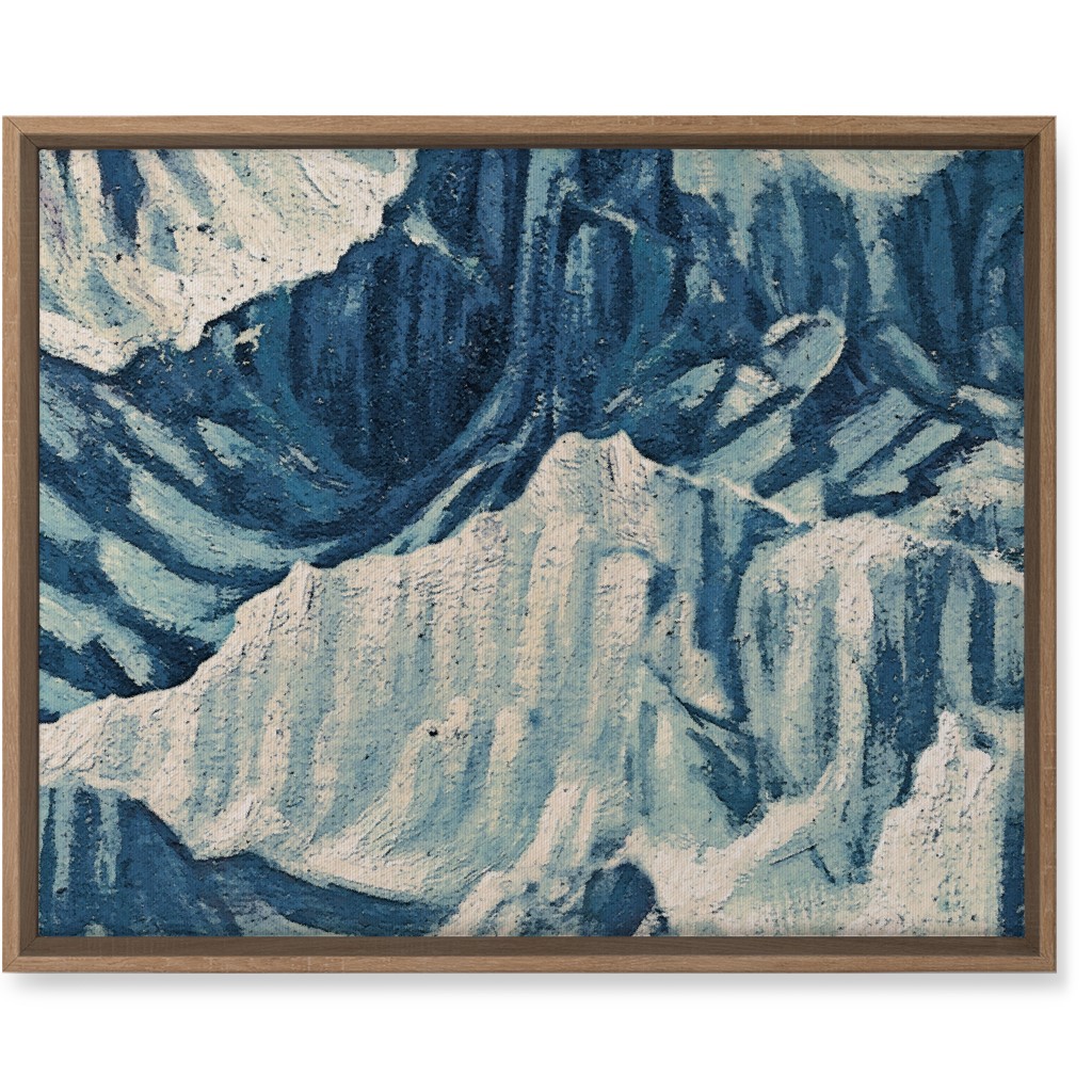 Vintage Snowy Mountains - Blue Wall Art, Natural, Single piece, Canvas, 16x20, Blue