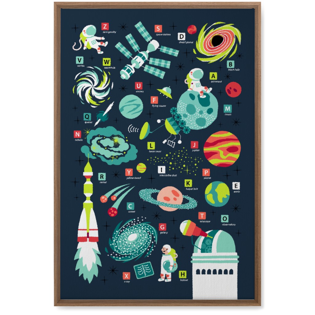 Space Travel Abcs Wall Art, Natural, Single piece, Canvas, 20x30, Blue, True Blue