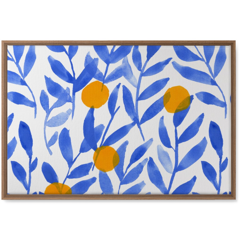 Modern Lemons Block - Blue and Orange Wall Art, Natural, Single piece, Canvas, 20x30, Blue